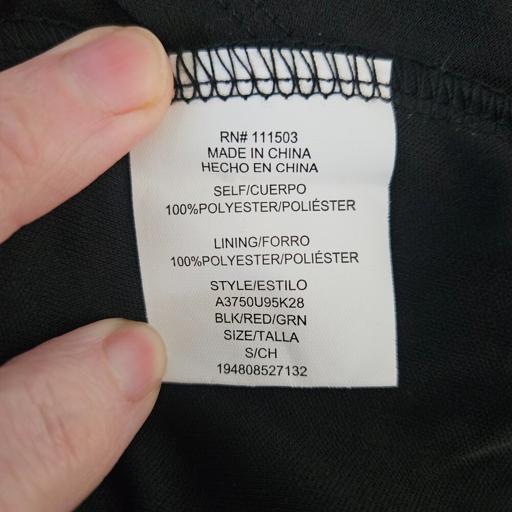 Lily Rose Smocked Black Red Floral Small Mini Dress - Picture 8 of 12